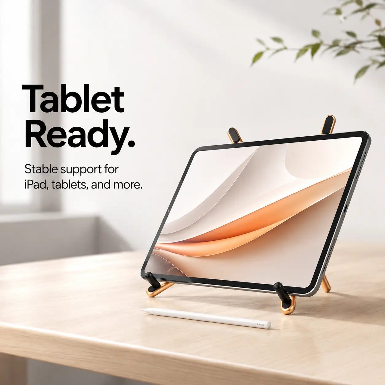 Magnetic phone stand with foldable aluminum design for travel and work