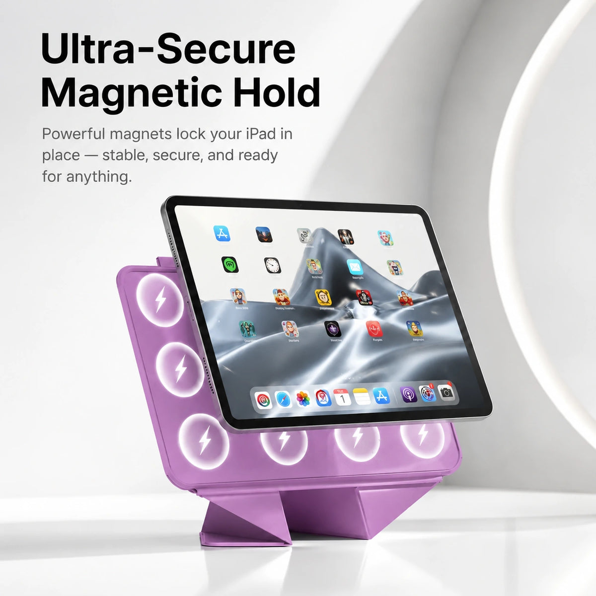 Lavender folding magnetic tablet stand with magnetic attachment #color_Lavender