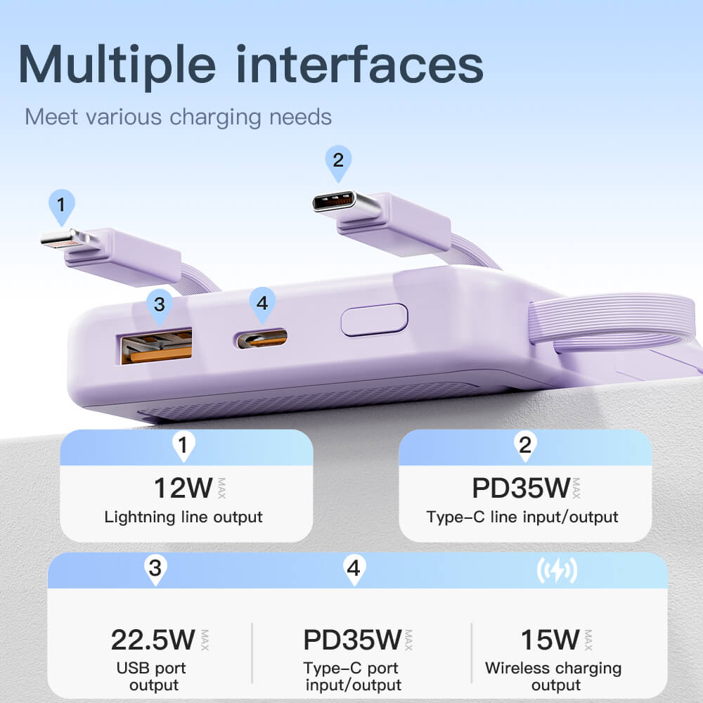 35W MagSafe Wireless Power Bank with Built-In Cables