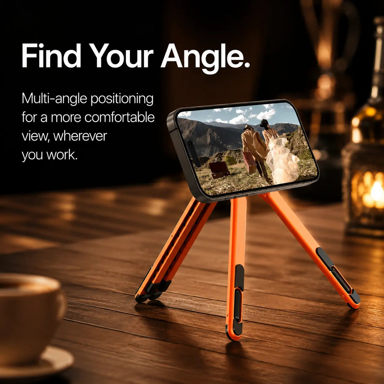 Foldable MagSafe stand for iPhone, tablet and laptop desk setups
