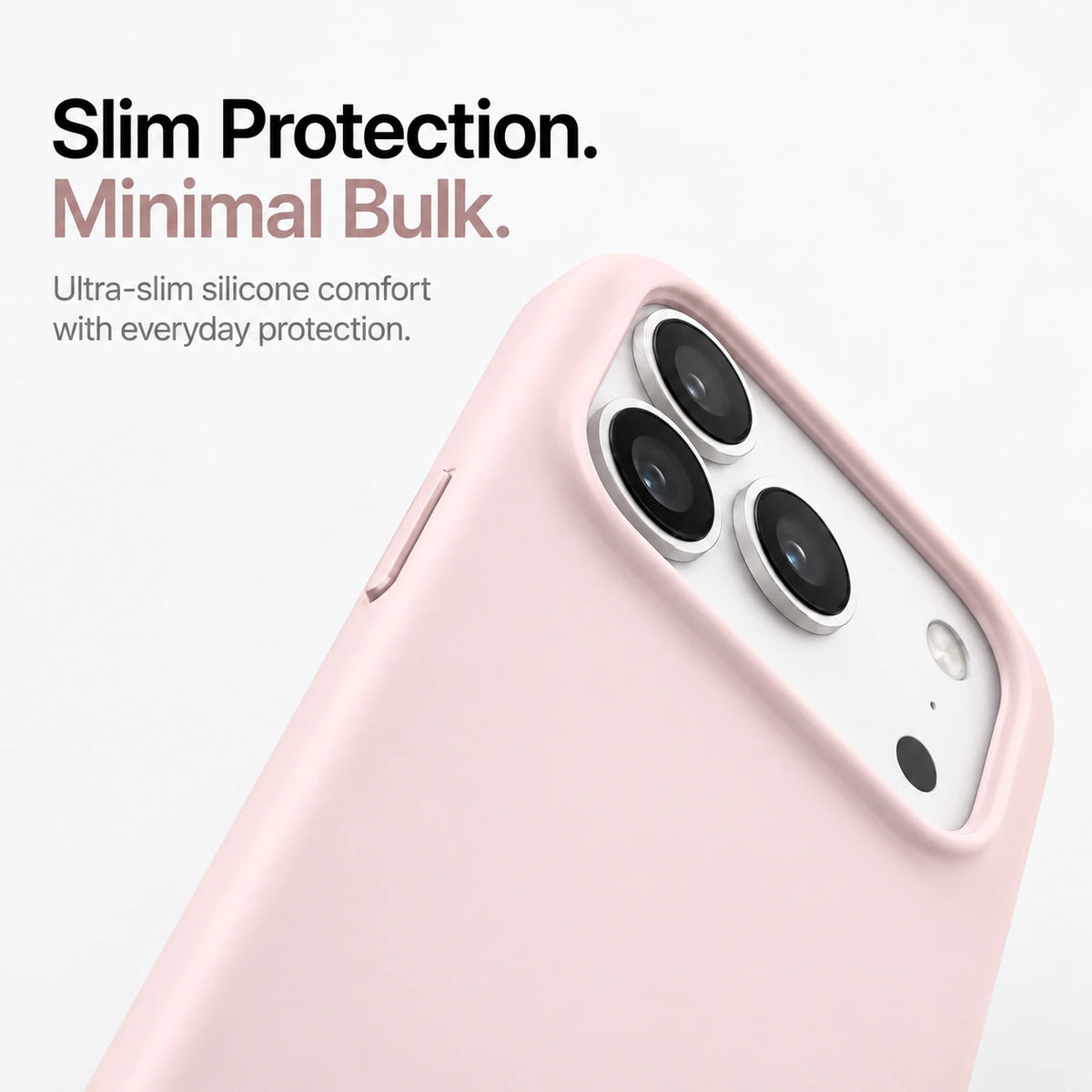 Blush pink silicone phone case showing the raised rim around the camera #color_Blush Pink