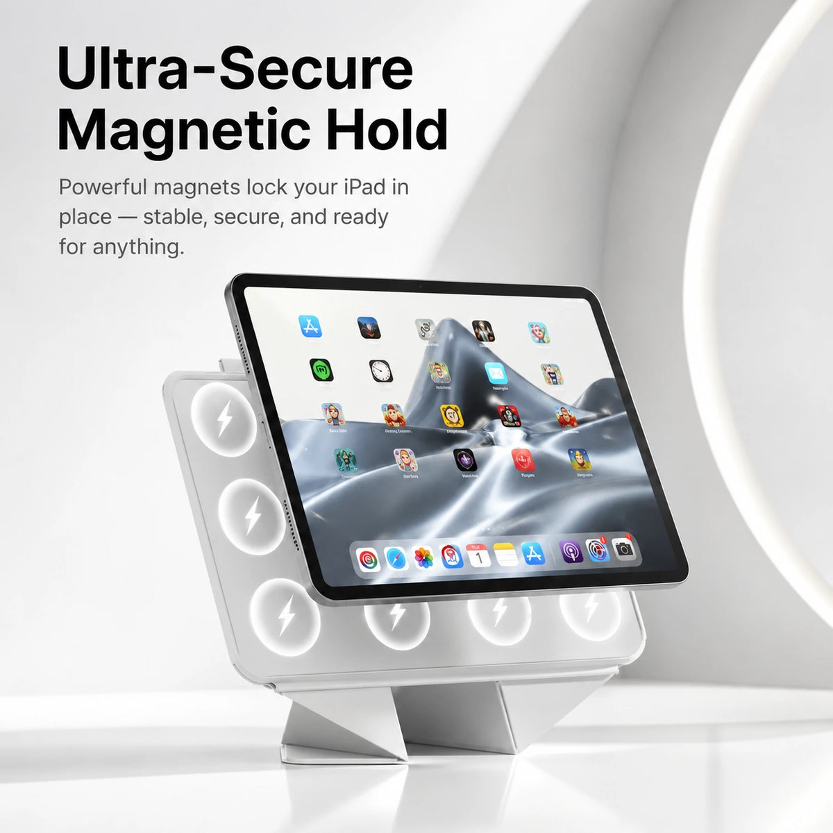 Frost Gray folding magnetic tablet stand with magnetic attachment #color_Frost Gray