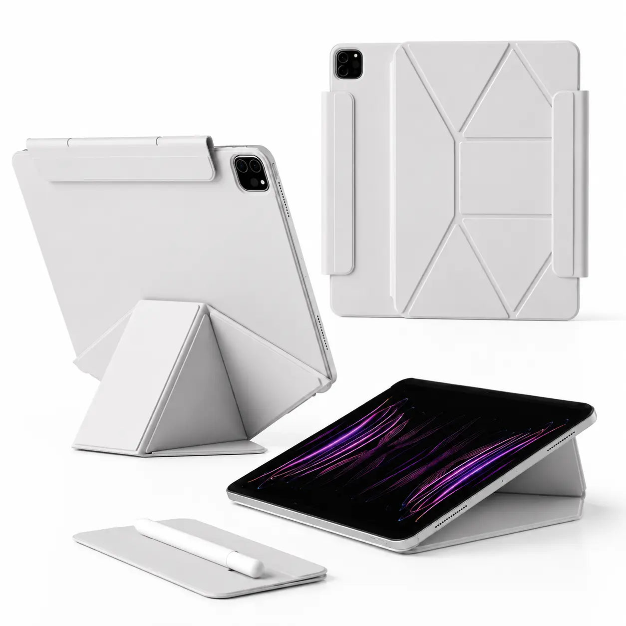 Frost Gray folding magnetic tablet stand with multiple stand positions #color_Frost Gray