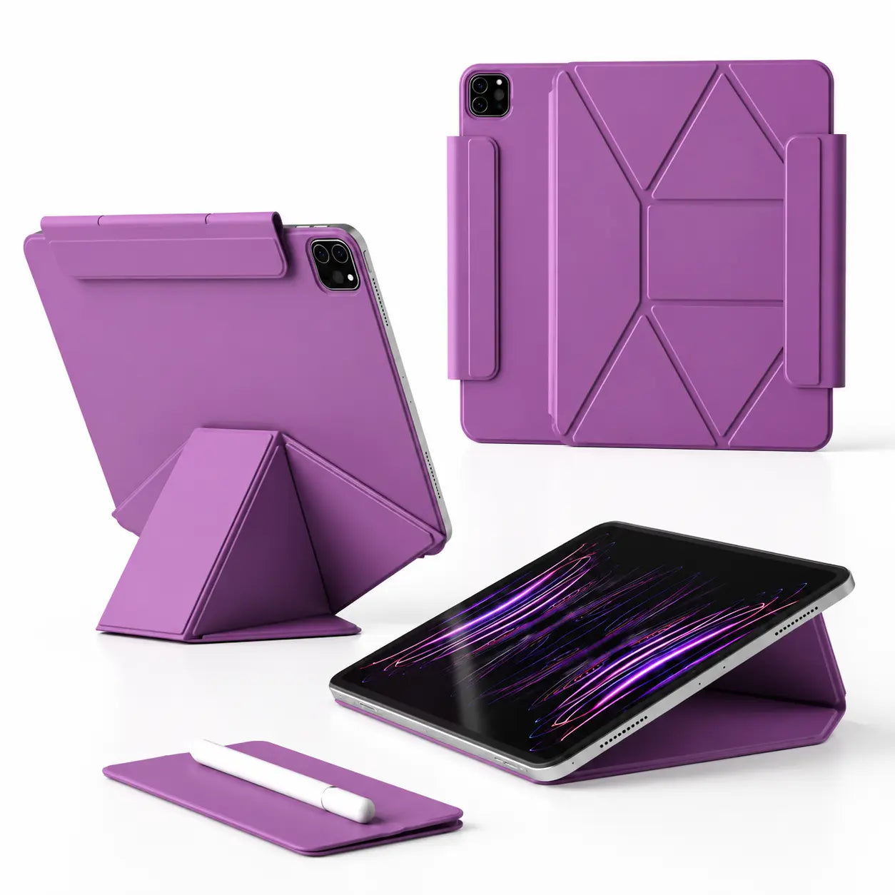 Lavender folding magnetic tablet stand with multiple stand positions #color_Lavender