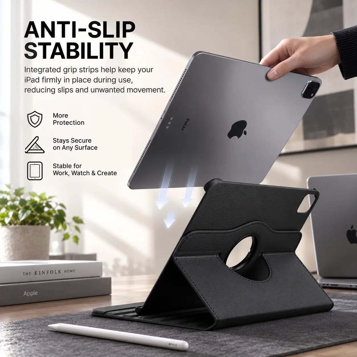 Protective iPad case with adjustable hands-free stand