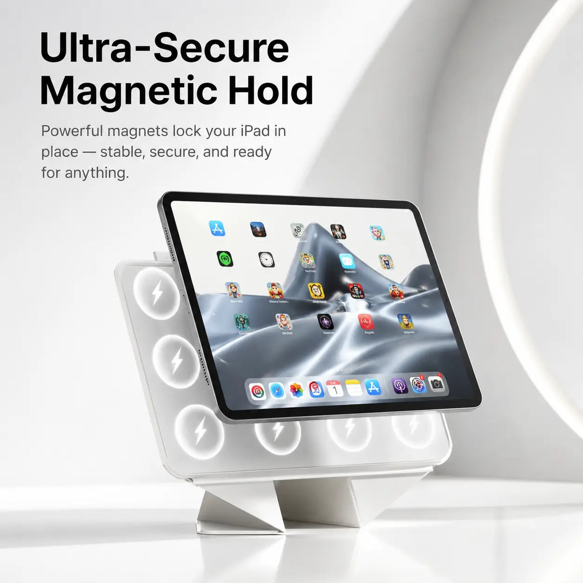 Arctic White folding magnetic tablet stand with magnetic attachment #color_Arctic White