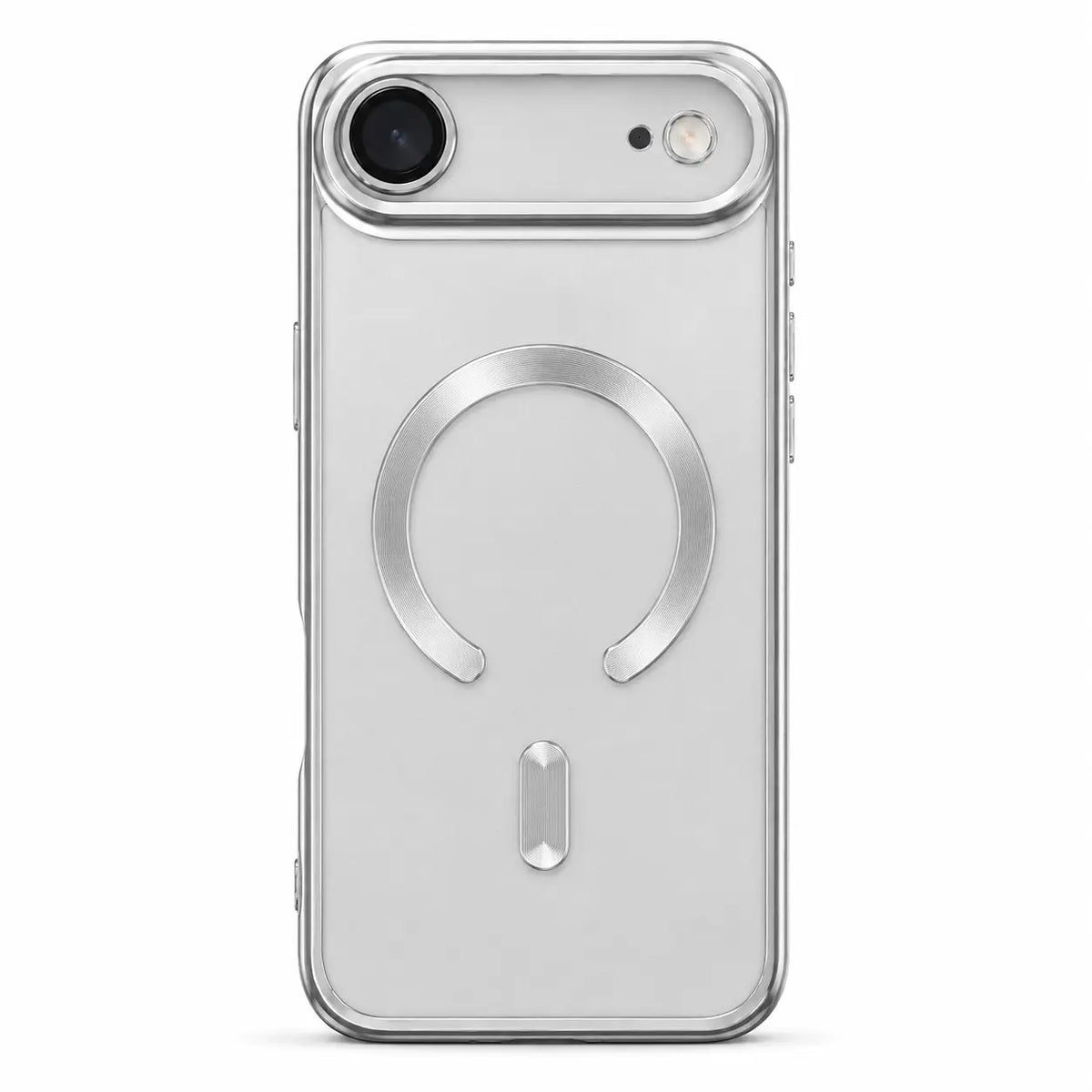 Silver tinted magnetic phone case with single camera openings, shown from the back on white #color_Titanium Silver