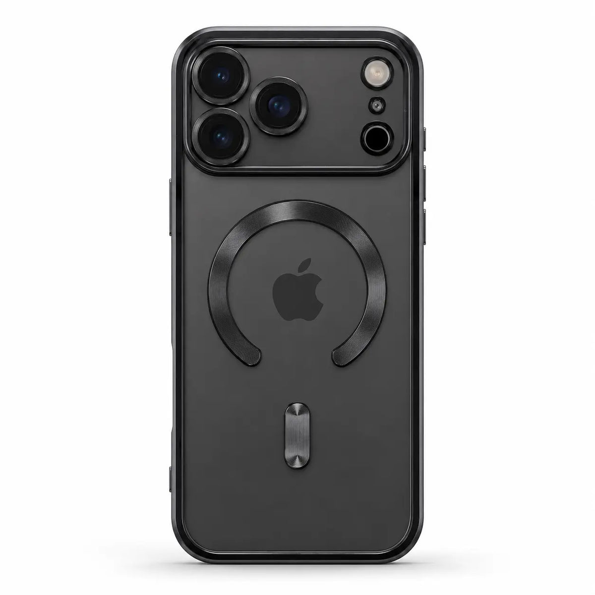 Clear phone case with raised camera lens protection
